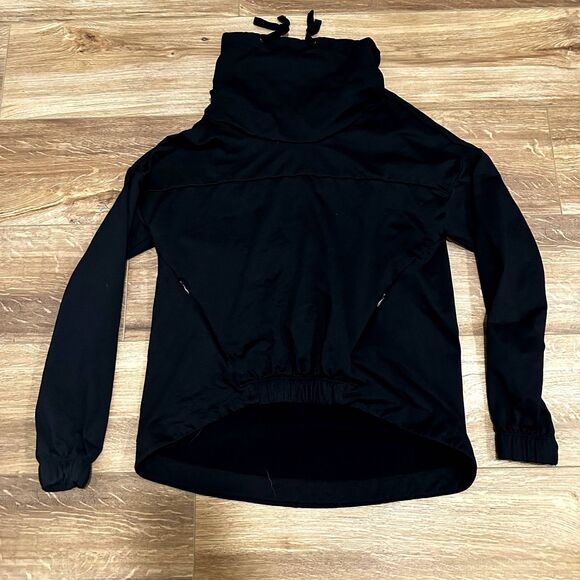 Fabletics Women XS Black Europa Pullover Fleece Lined Cowl Neck Sweater Stretch - Picture 2 of 8